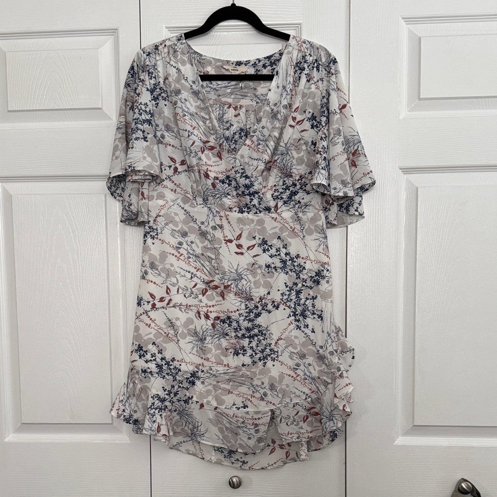 Entro Floral Print Dress - Blue and Red